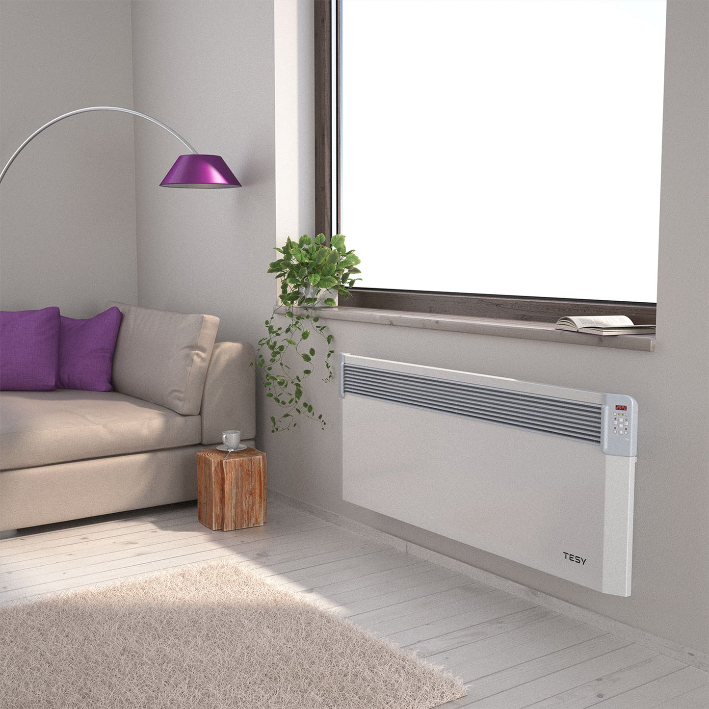 TESY CN04 2500 Watt Electric Wall Hung Panel Heater With Digital Thermostatic Control image 2