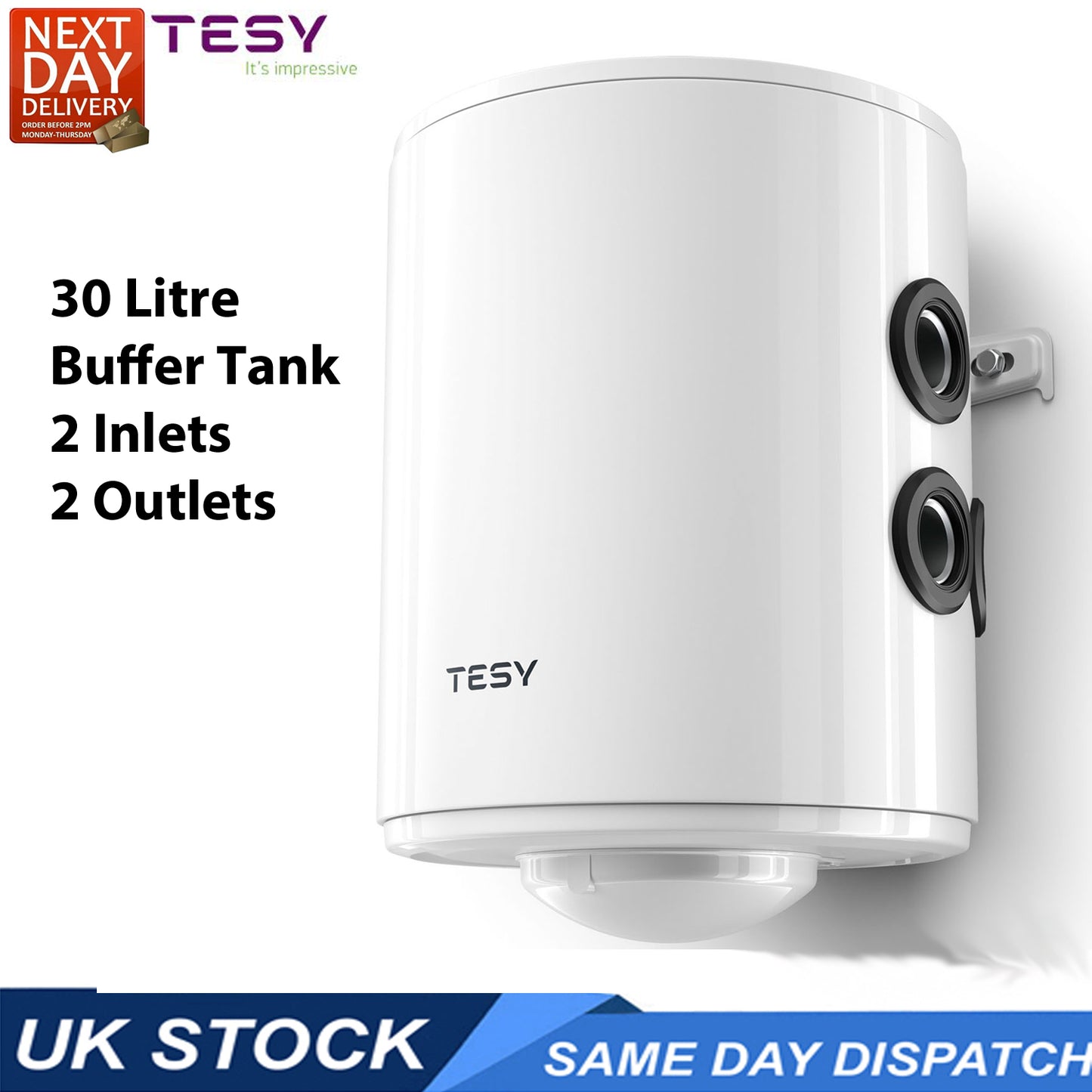 Buffer Tank 30 Litres – 4 Port Cylinder for Heat Pumps image 1