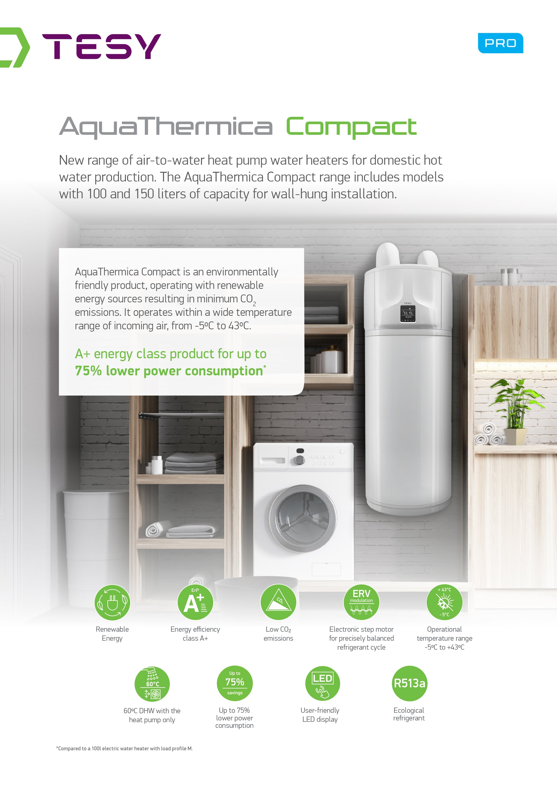 AquaThermica Compact Air Source Heat Pump for Domestic Hot Water