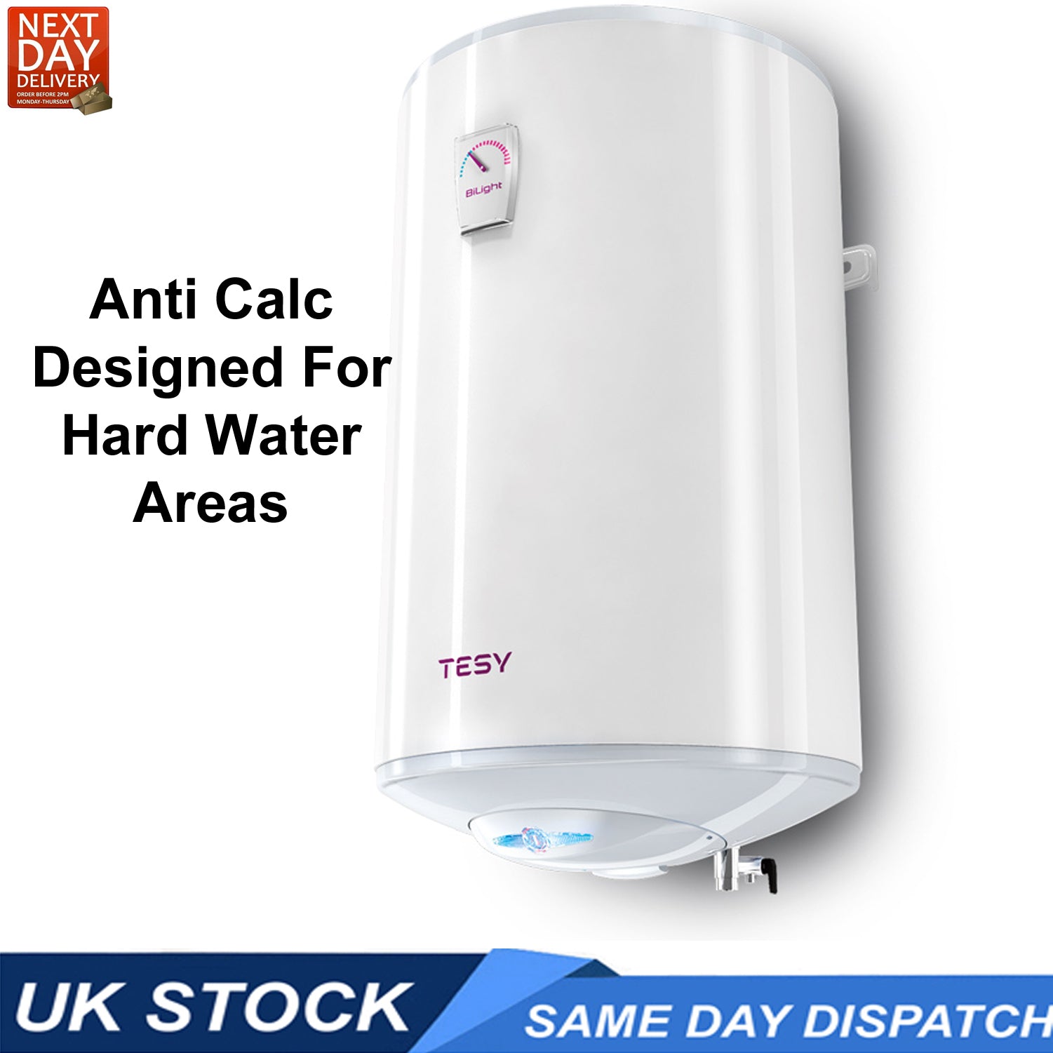 TESY BiLight Anti Calc 80 Litre Hard Water Ready Electric Hot Water Cylinder